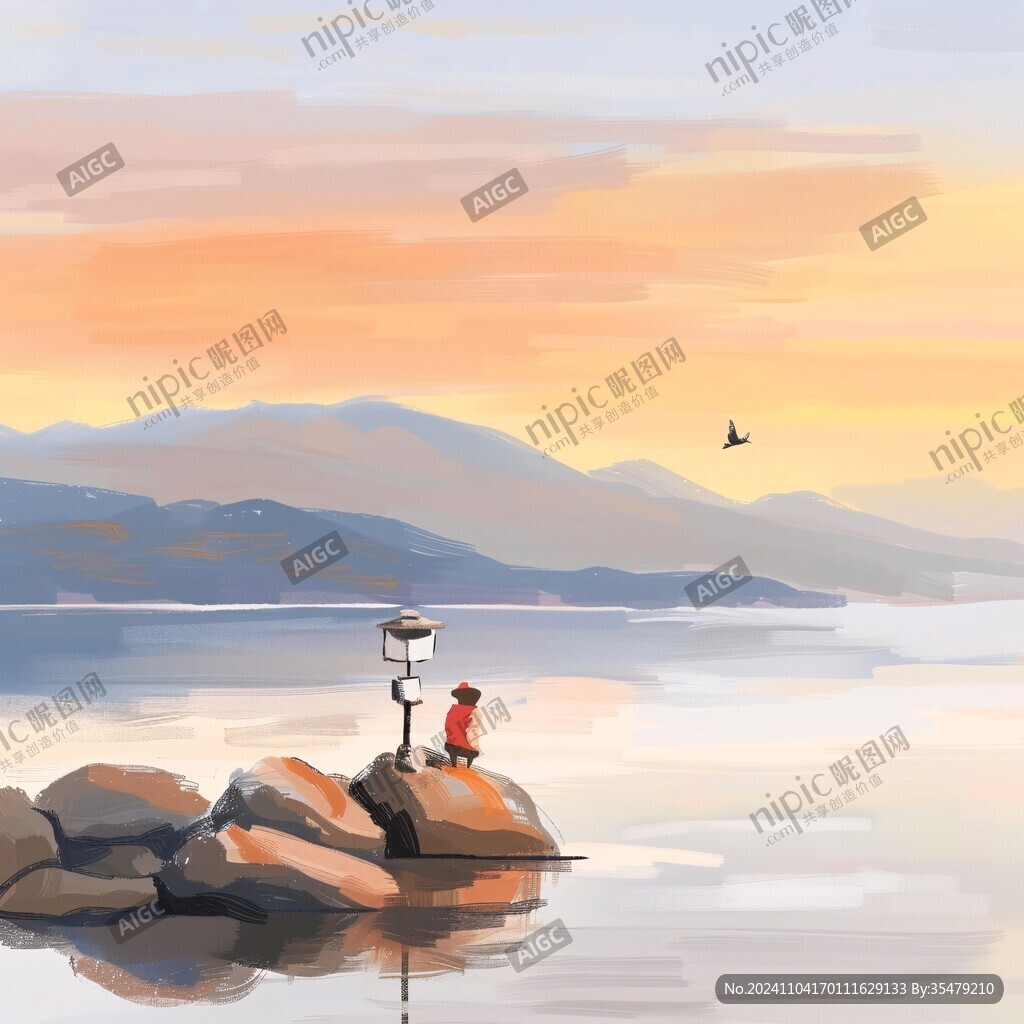 插畫海邊