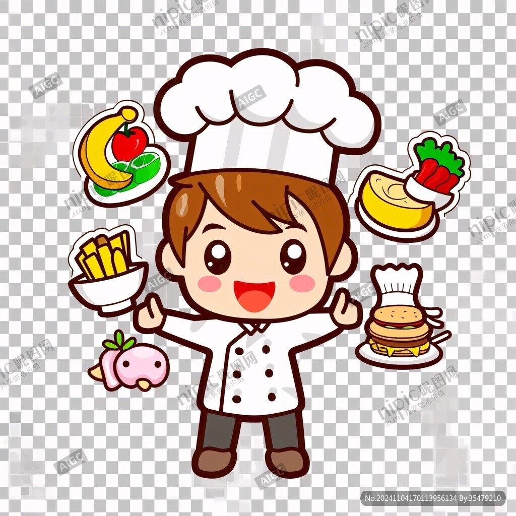 卡通小哥廚師