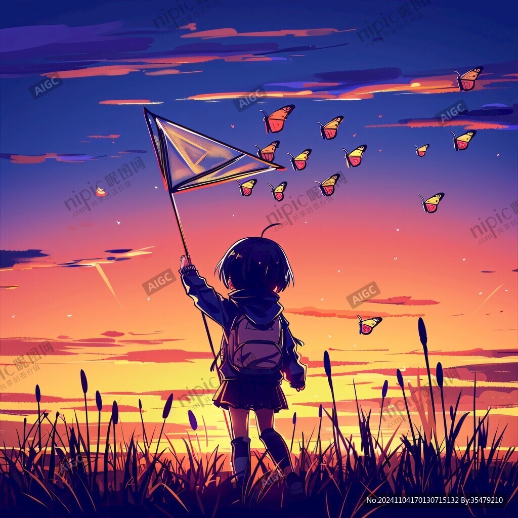 放風箏插畫