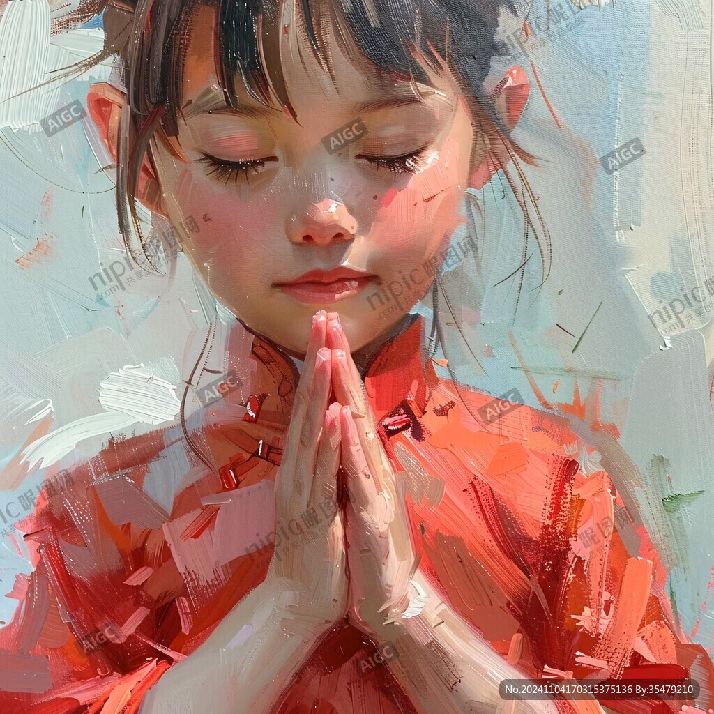 少女祈禱插畫