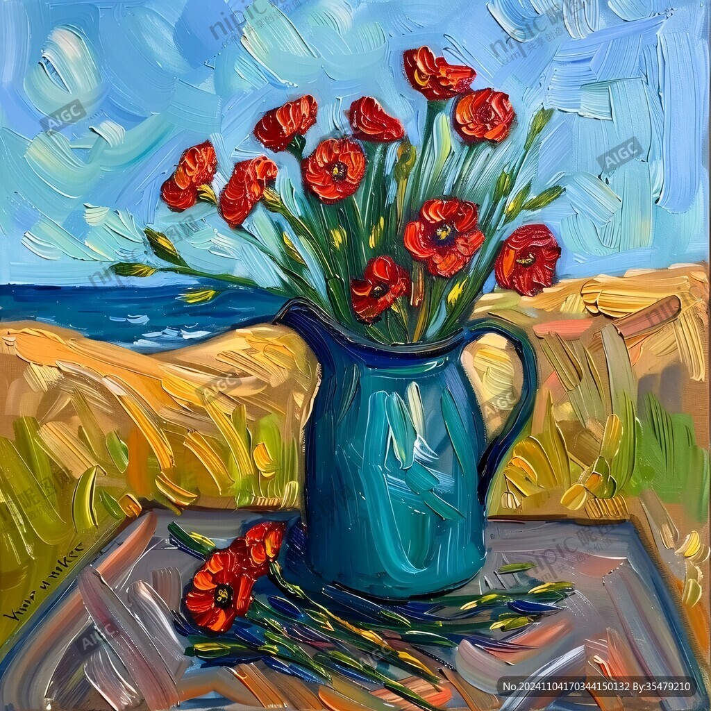 花瓶油畫