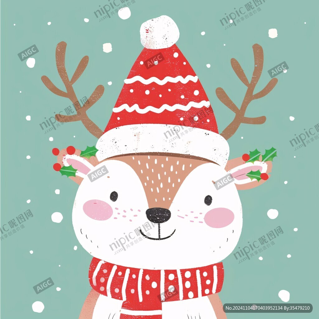 卡通動物圣誕節(jié)插畫
