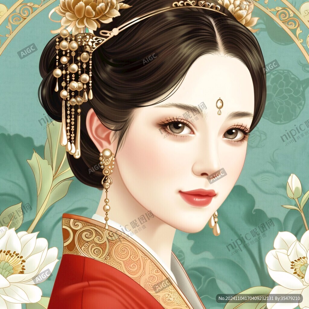 宮廷美女人物插畫