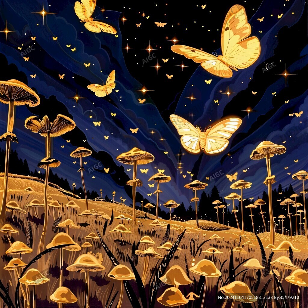 螢火蟲之夜插畫海報