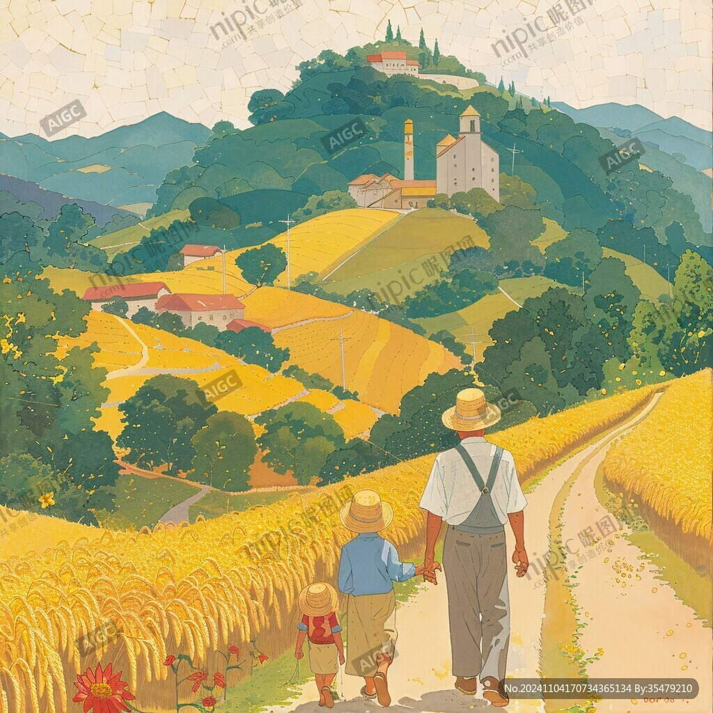 插畫農村