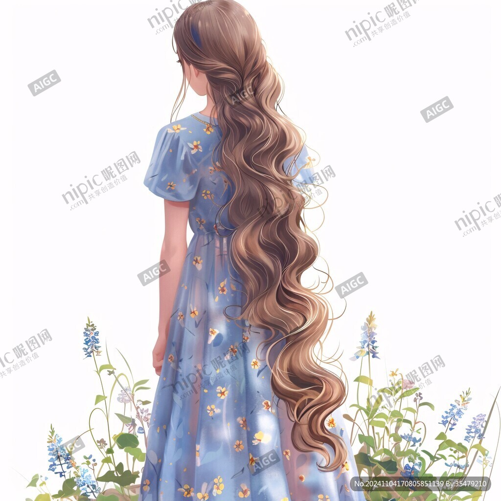 長發女孩插畫