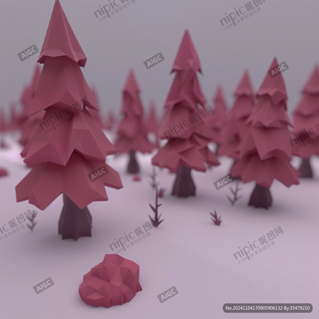 粉紅色的3d樹木