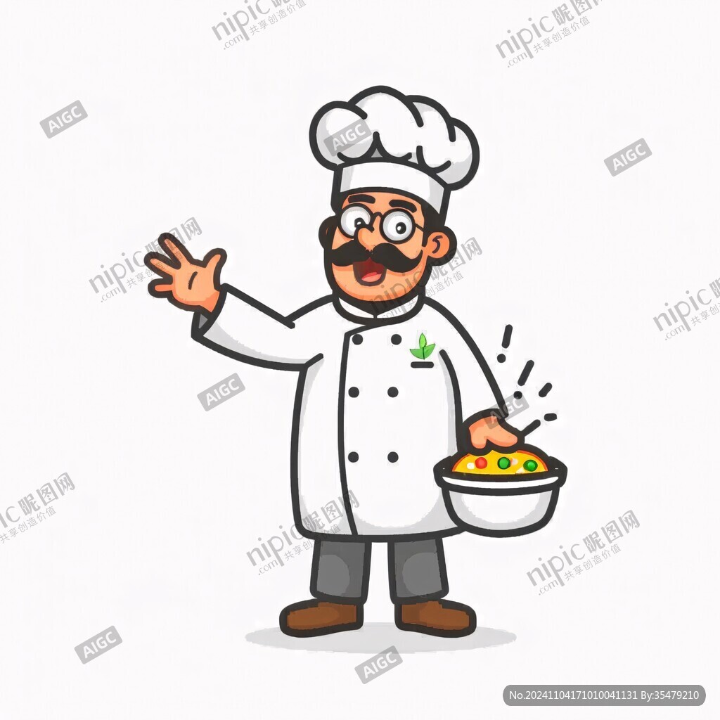 卡通男廚師端食材頭像