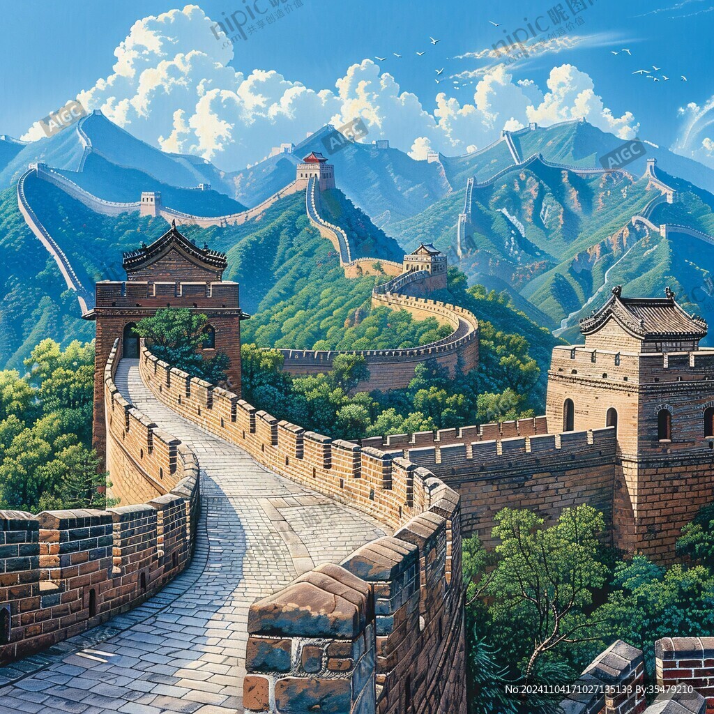 長(zhǎng)城風(fēng)景插畫(huà)