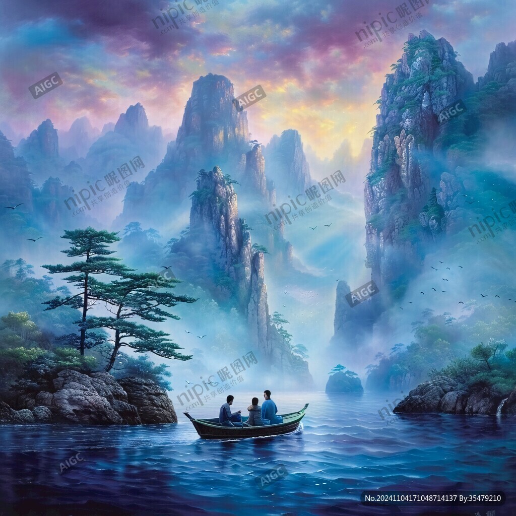 油畫中式山水