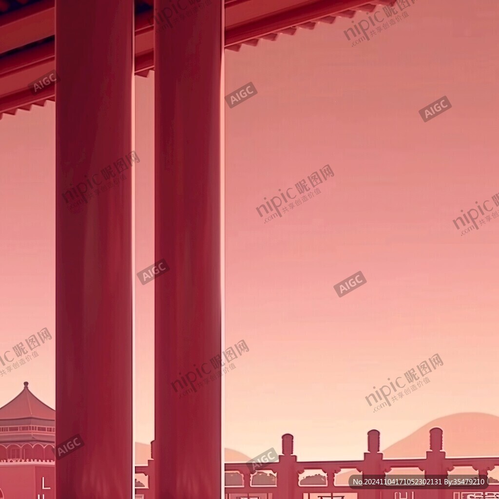 樓角故宮插畫