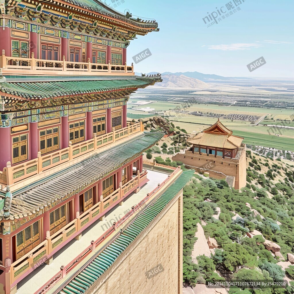 古代宮殿建筑工程場景