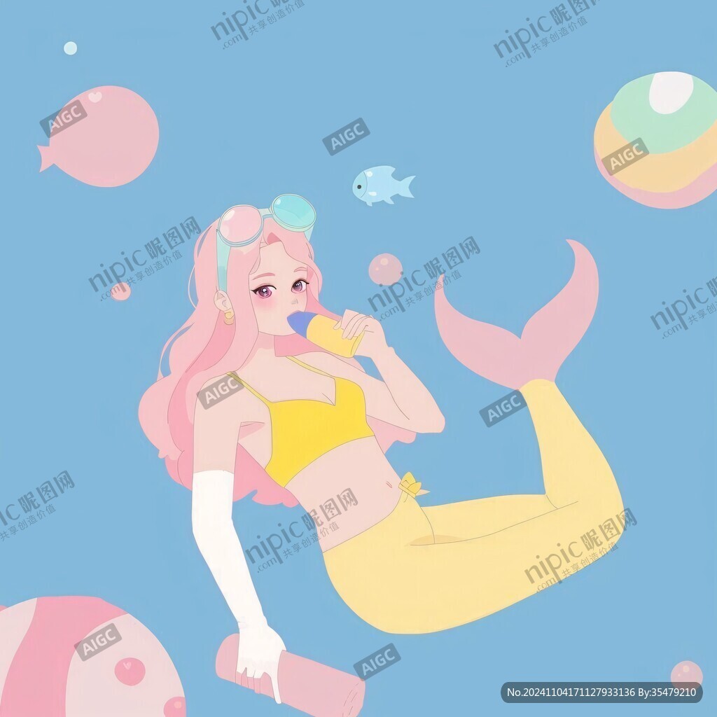 簡約美人魚插畫