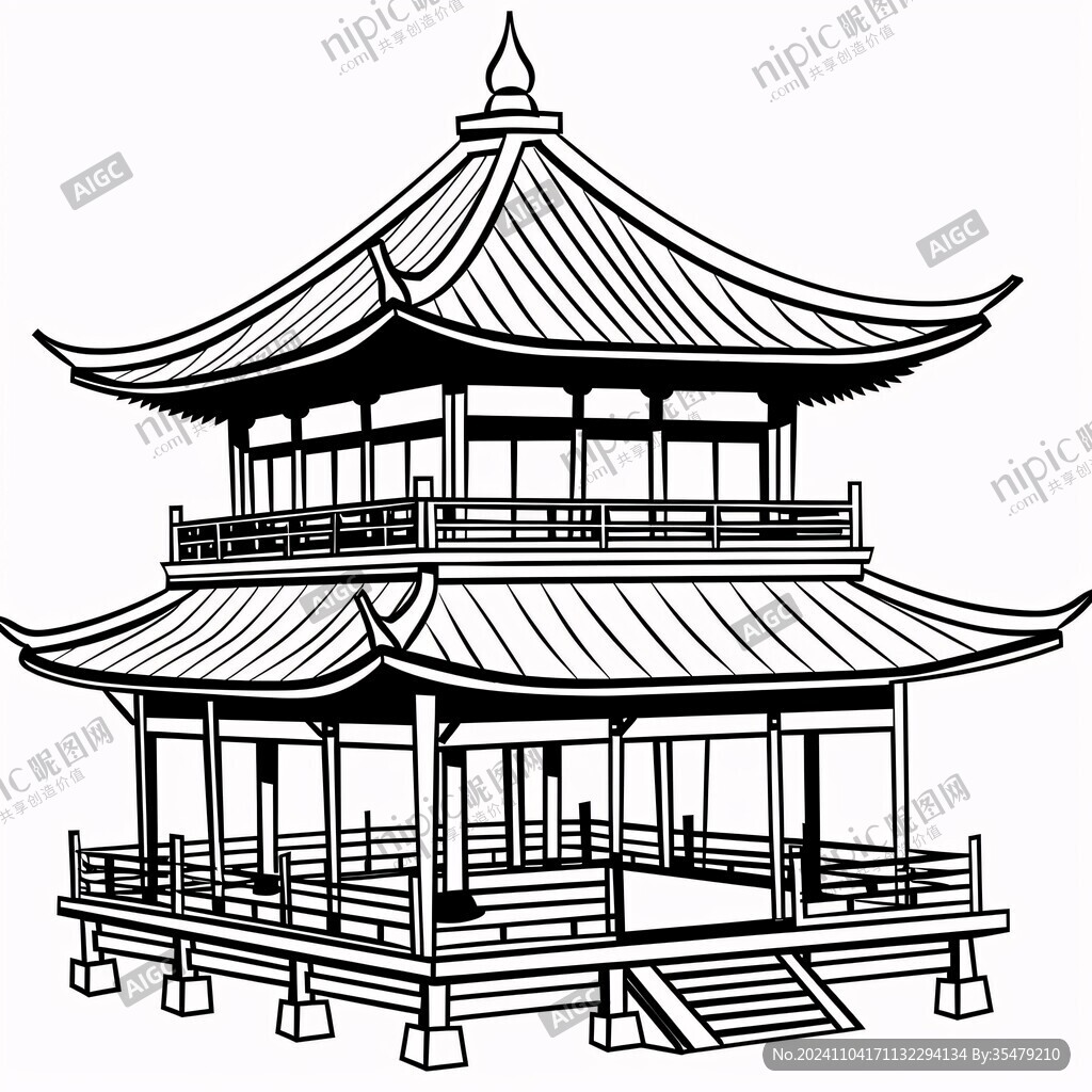 望宸閣線描線條