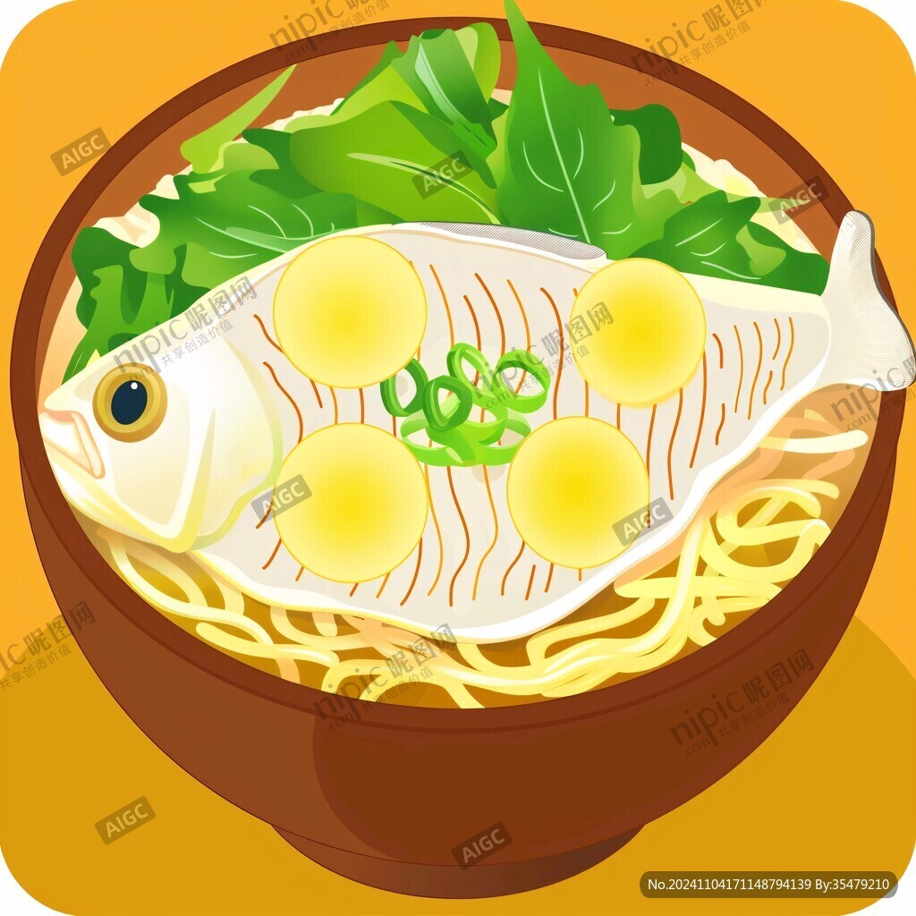 魚湯面插畫