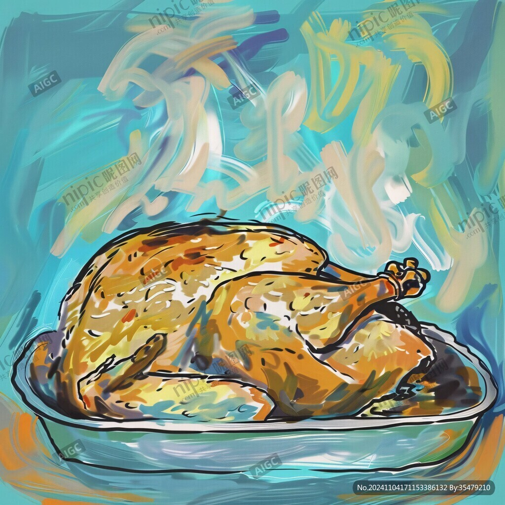 百年烤雞插畫