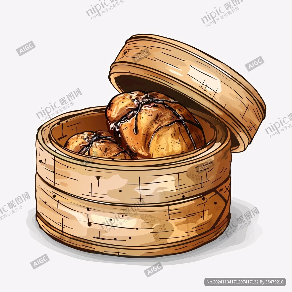 一籠包子手繪風格