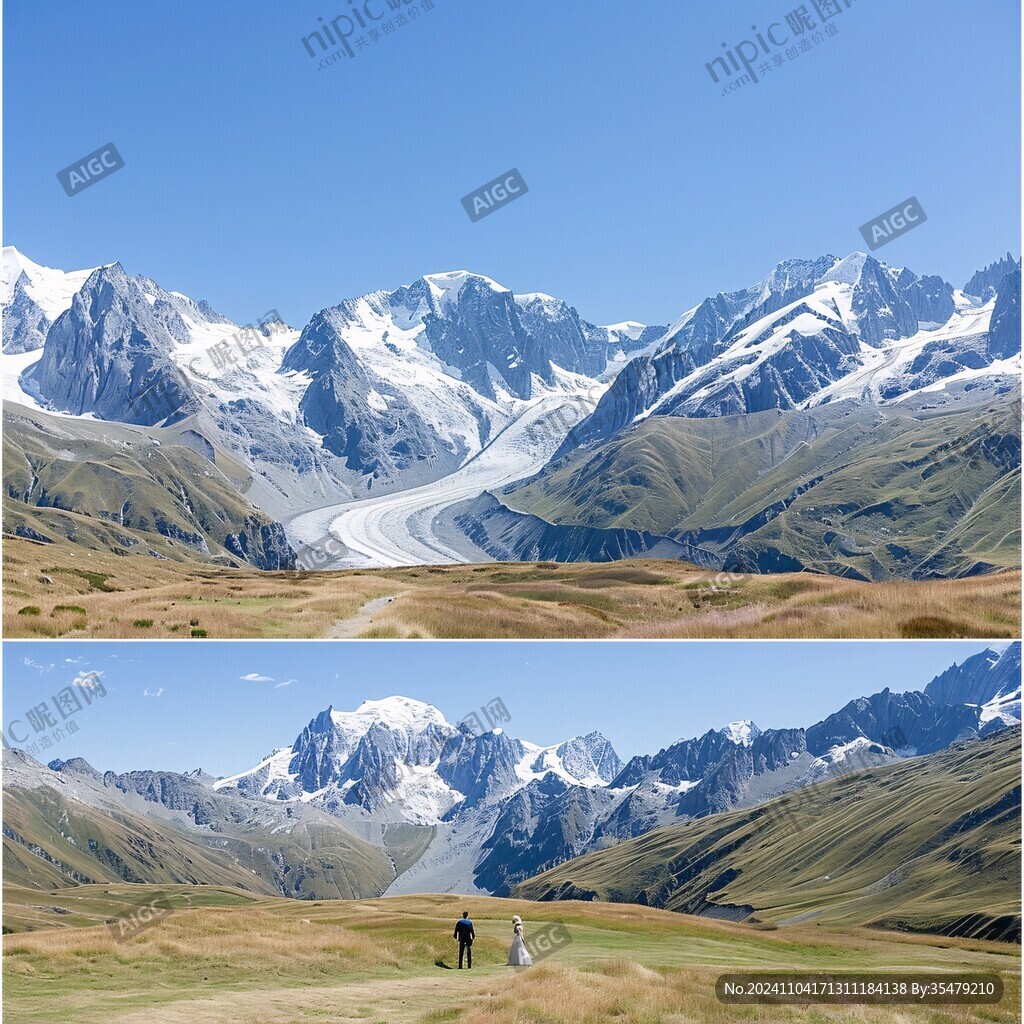 夏日里的博格達峰雪山