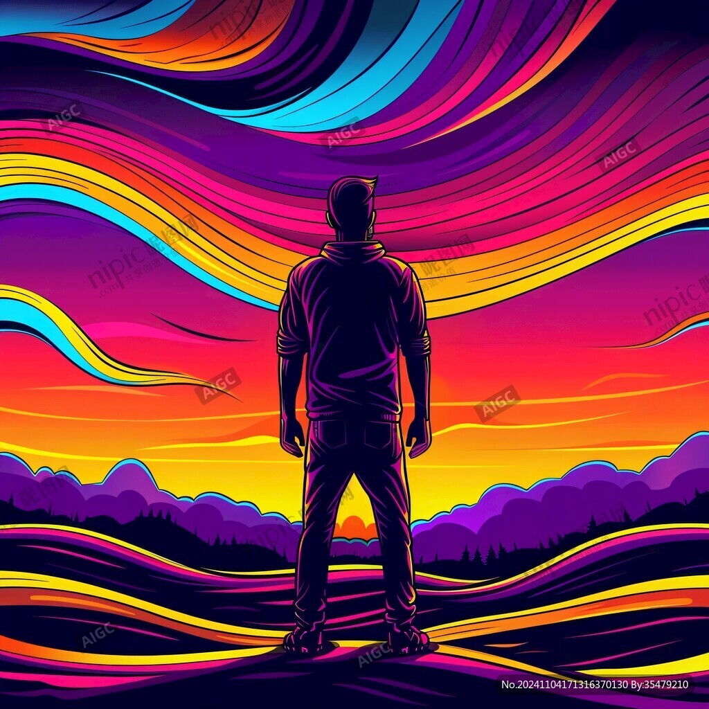 漸變風格插畫