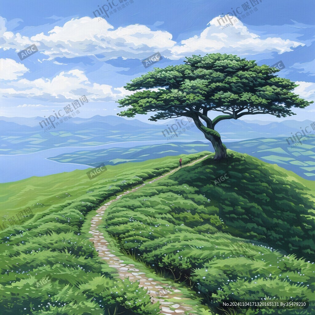 茶園風光插畫