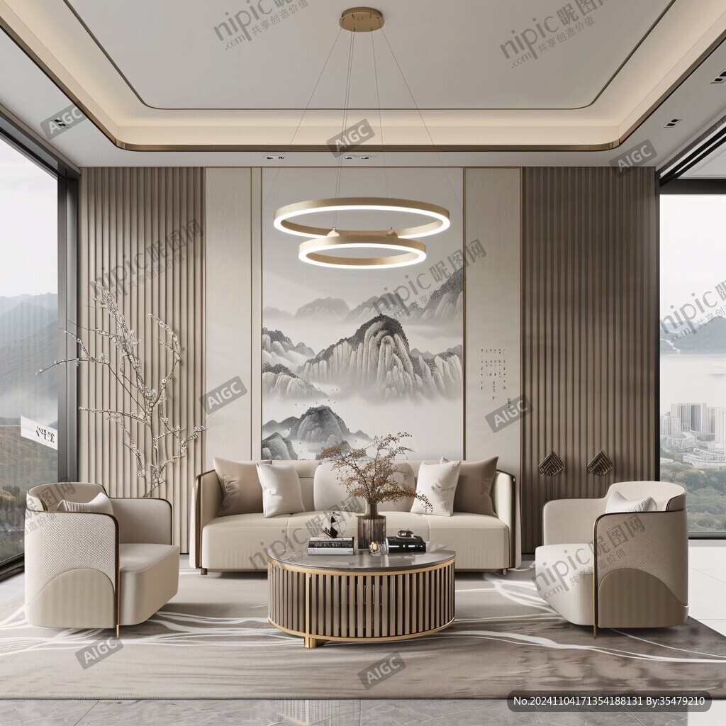 新中式山沙發(fā)背景
