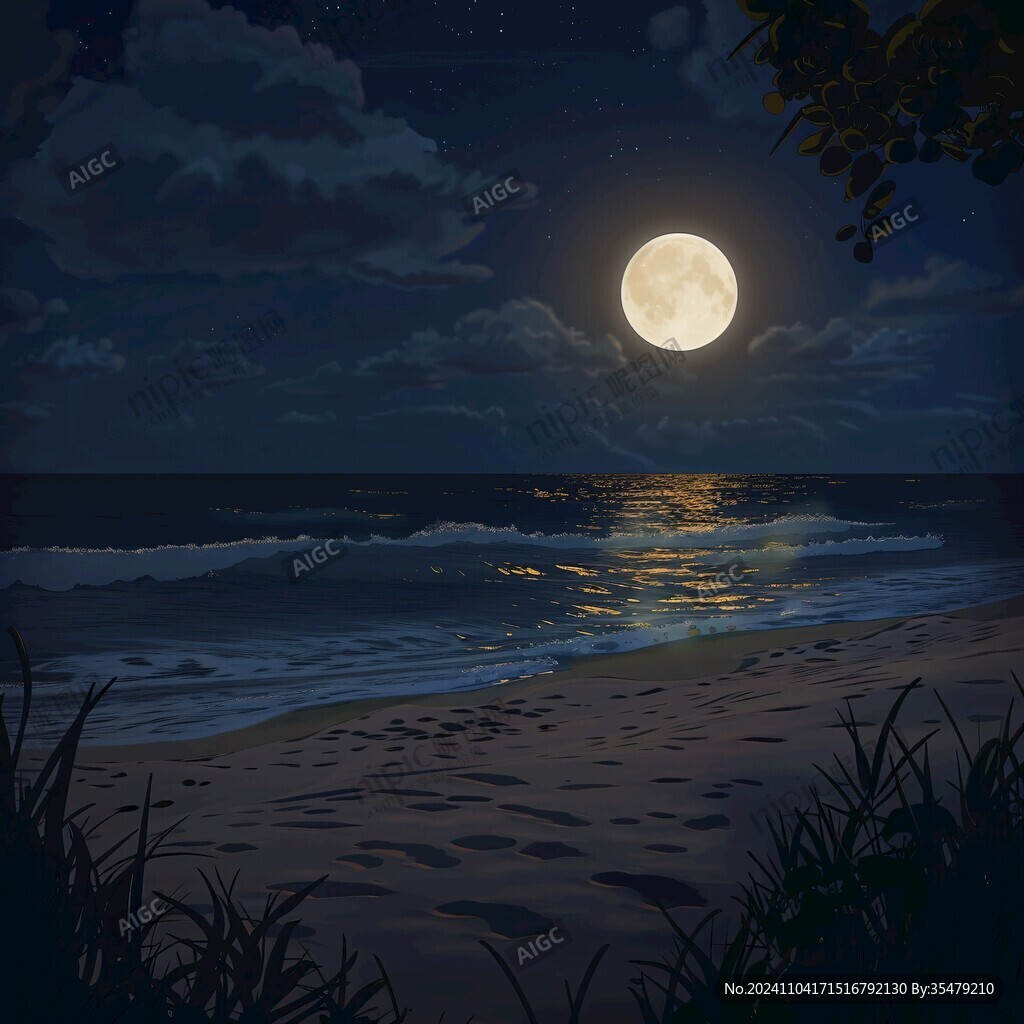 海灘月夜