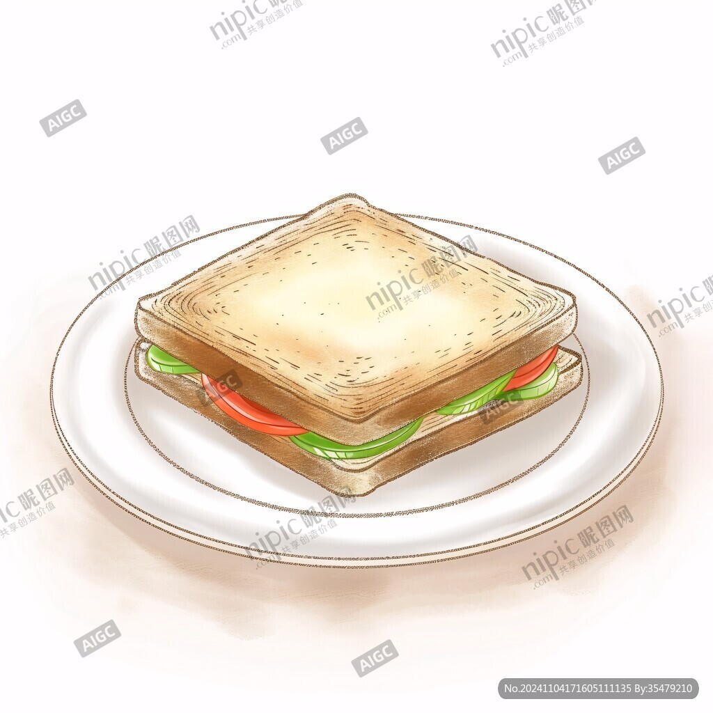 插畫面包片土司