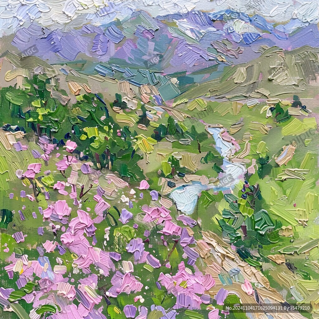 油畫山花