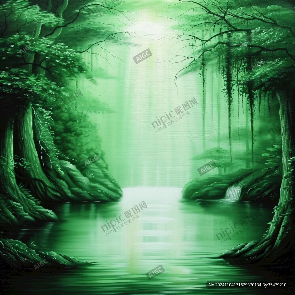 湖綠色森系立體背景