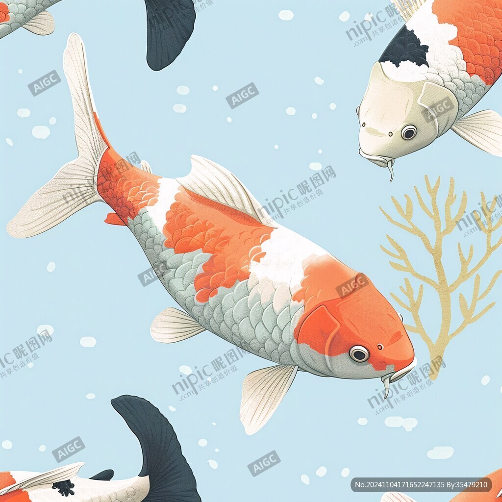 無縫拼接錦鯉圖