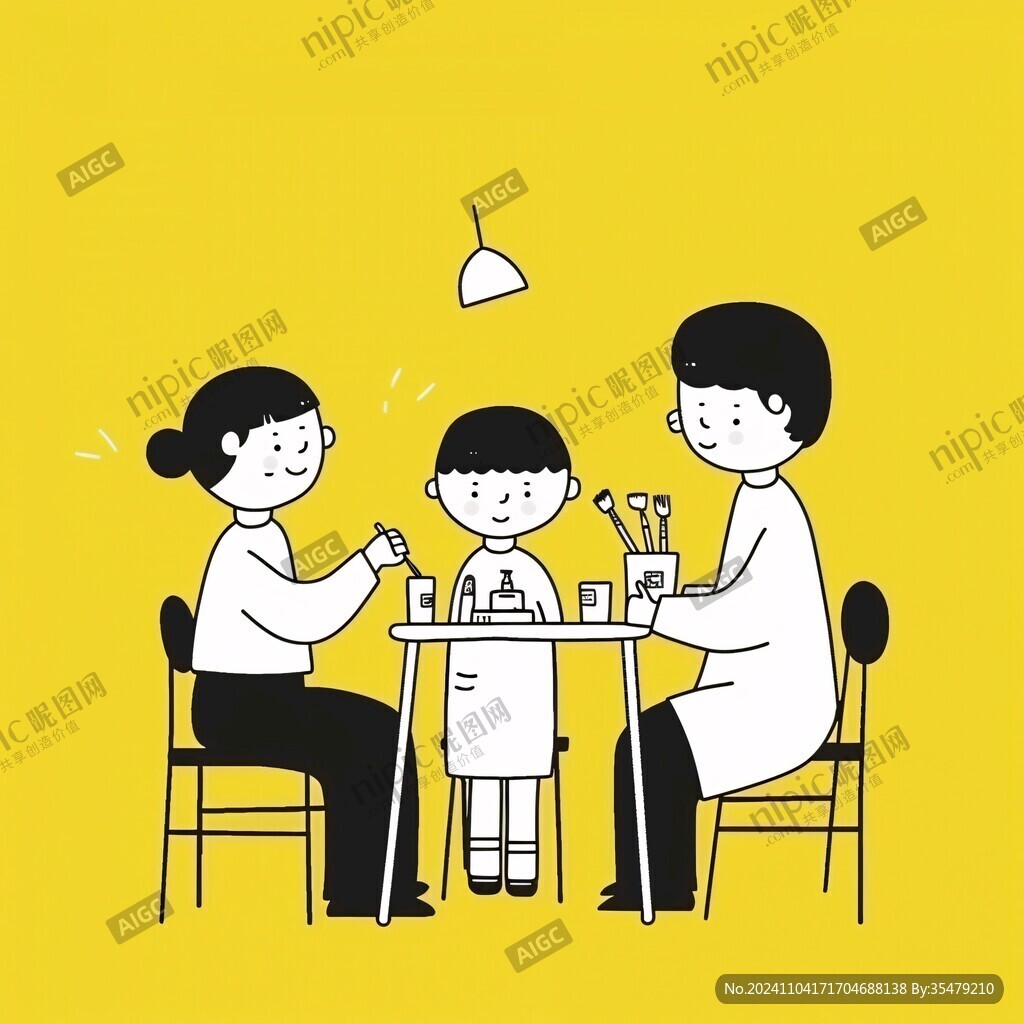 手繪一家人吃飯