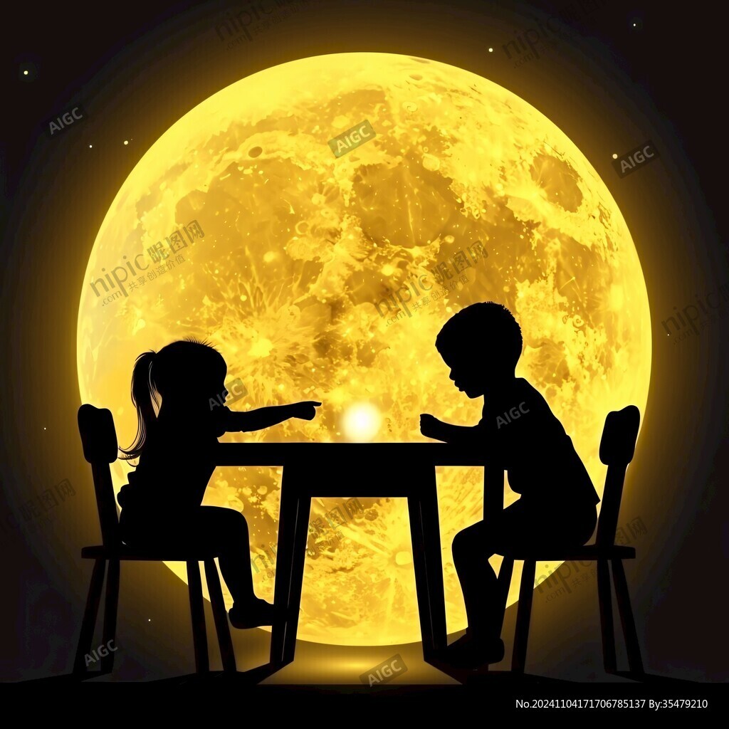 夜晚月下聊天