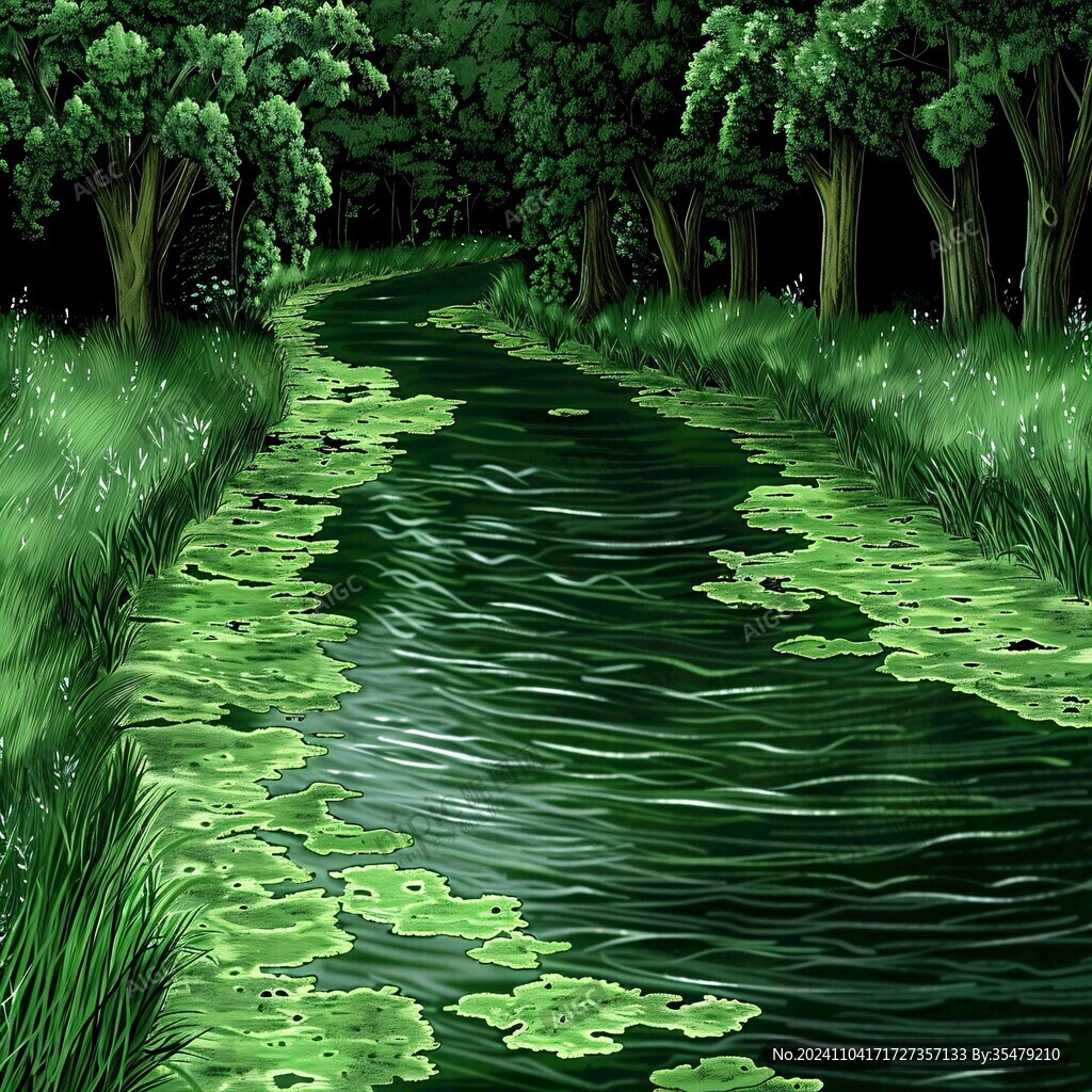 綠樹小河背景
