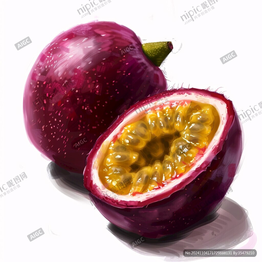 紅皮百香果插畫