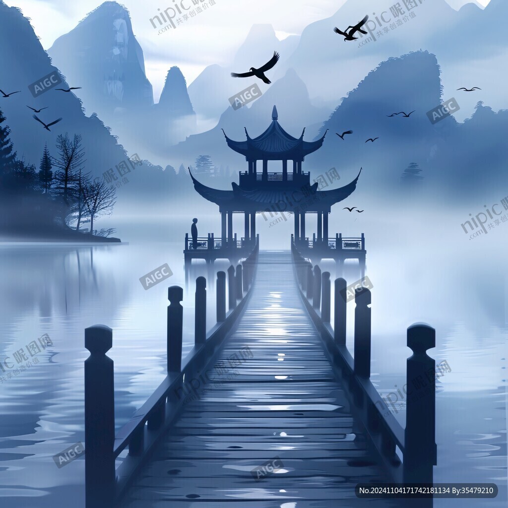 廊橋中國(guó)風(fēng)山水意境