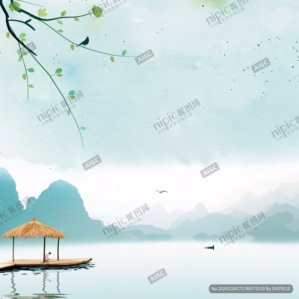 古典古風(fēng)青綠山水背景