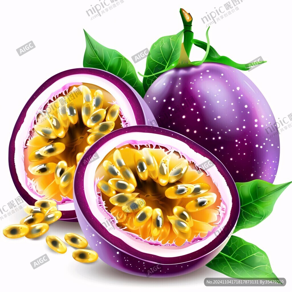 紅皮百香果插畫