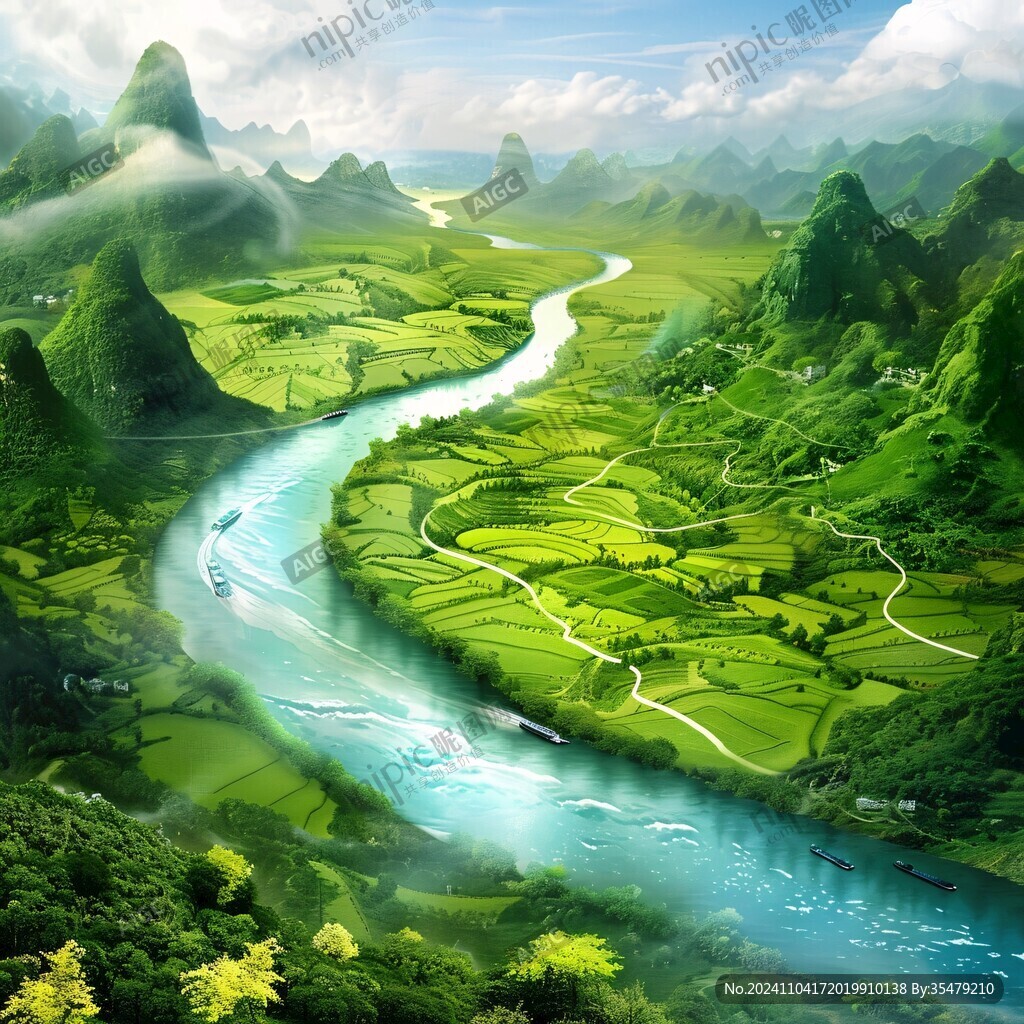 夢幻中國美田園風景
