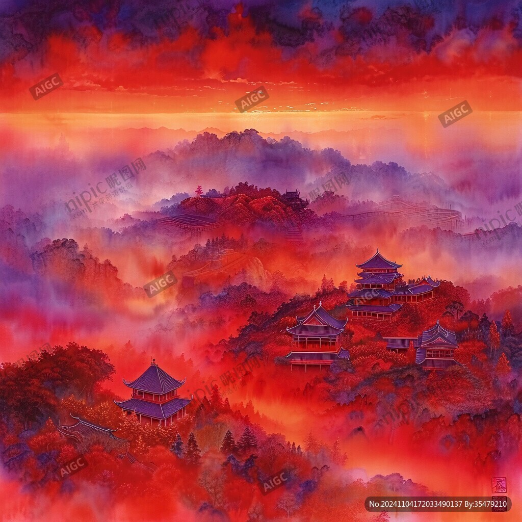 橫店水彩水墨山水