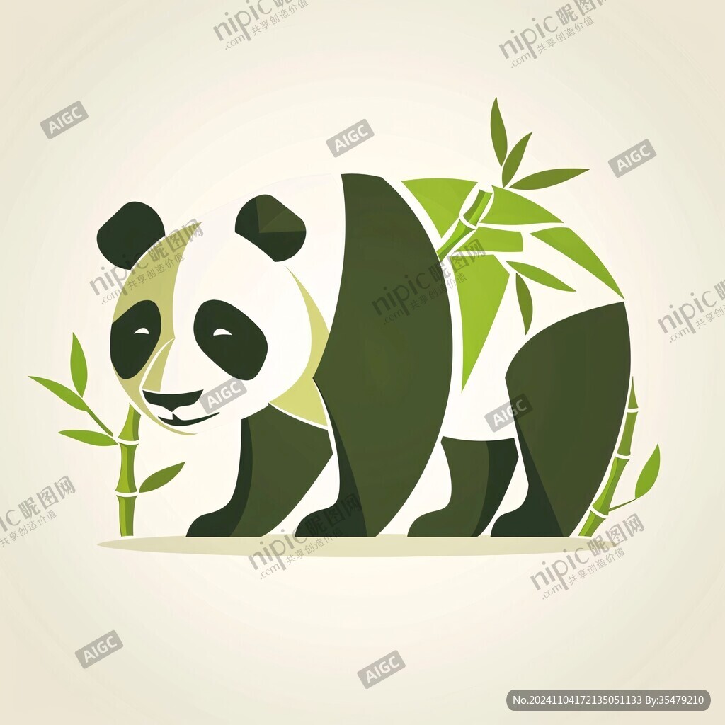 熊貓扁平插畫