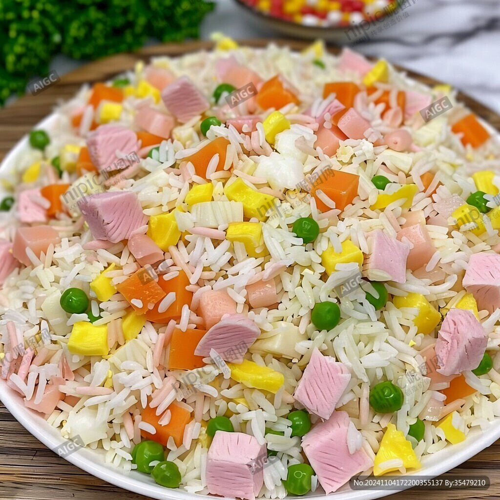 火腿炒飯五彩炒飯