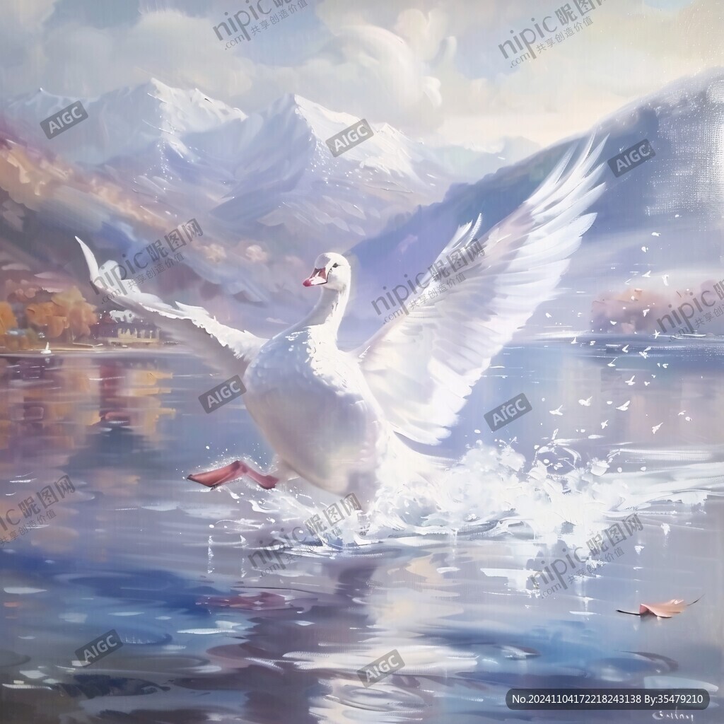 白天鵝油畫