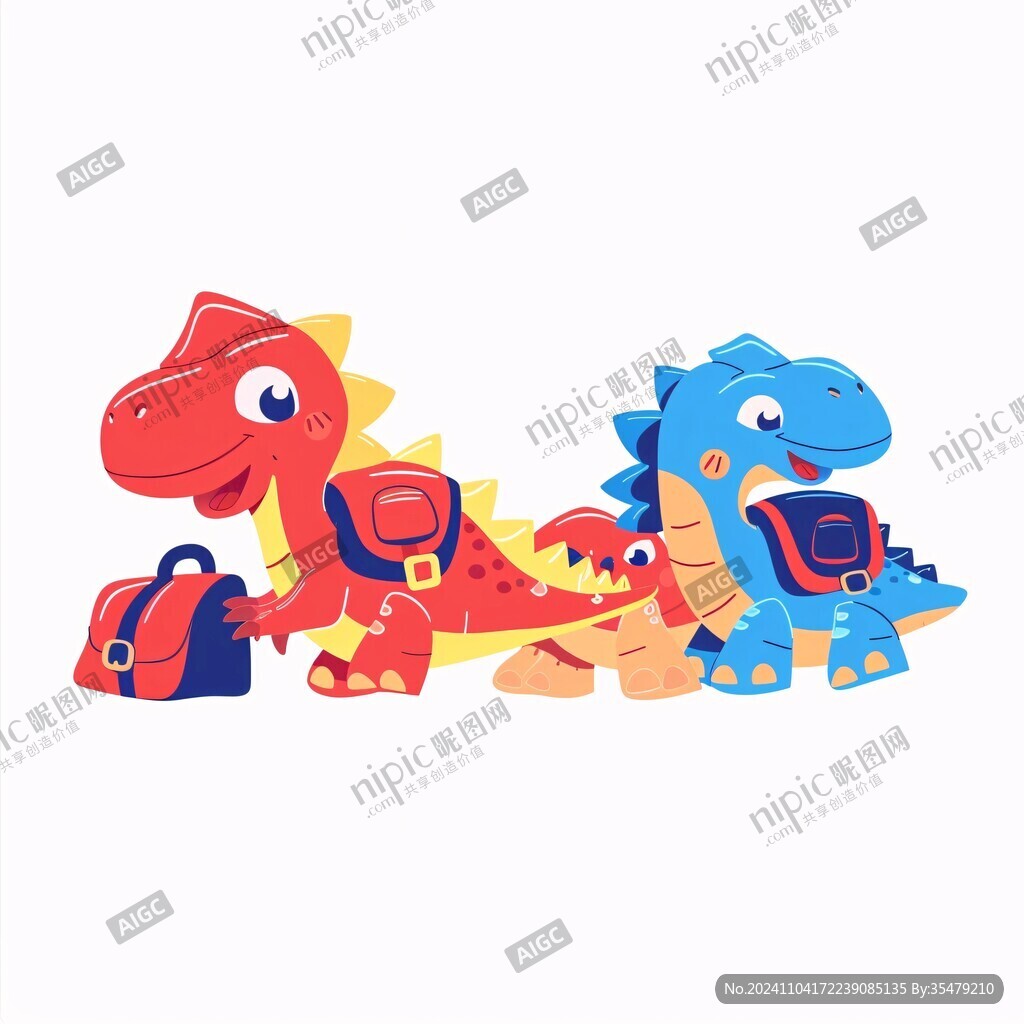 扁平卡通恐龍插畫(huà)