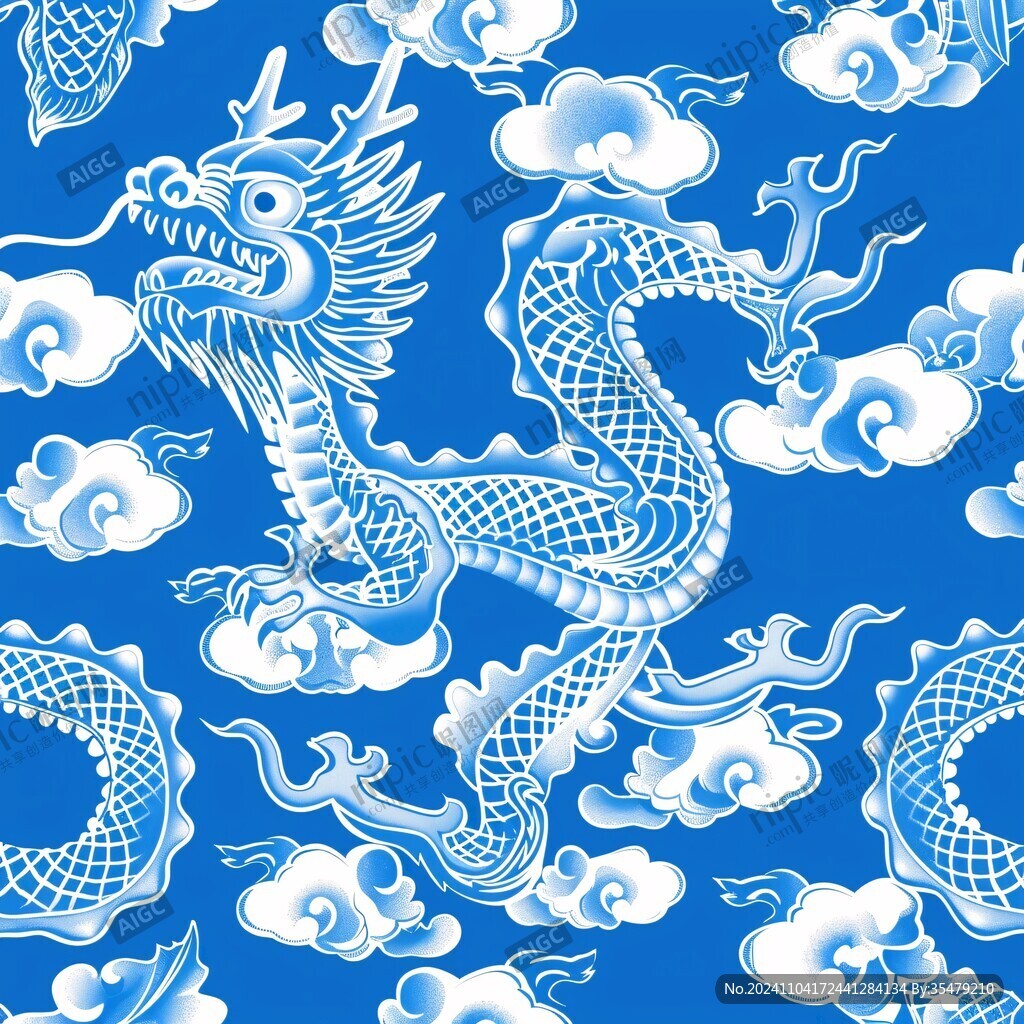 龍國潮印花圖案