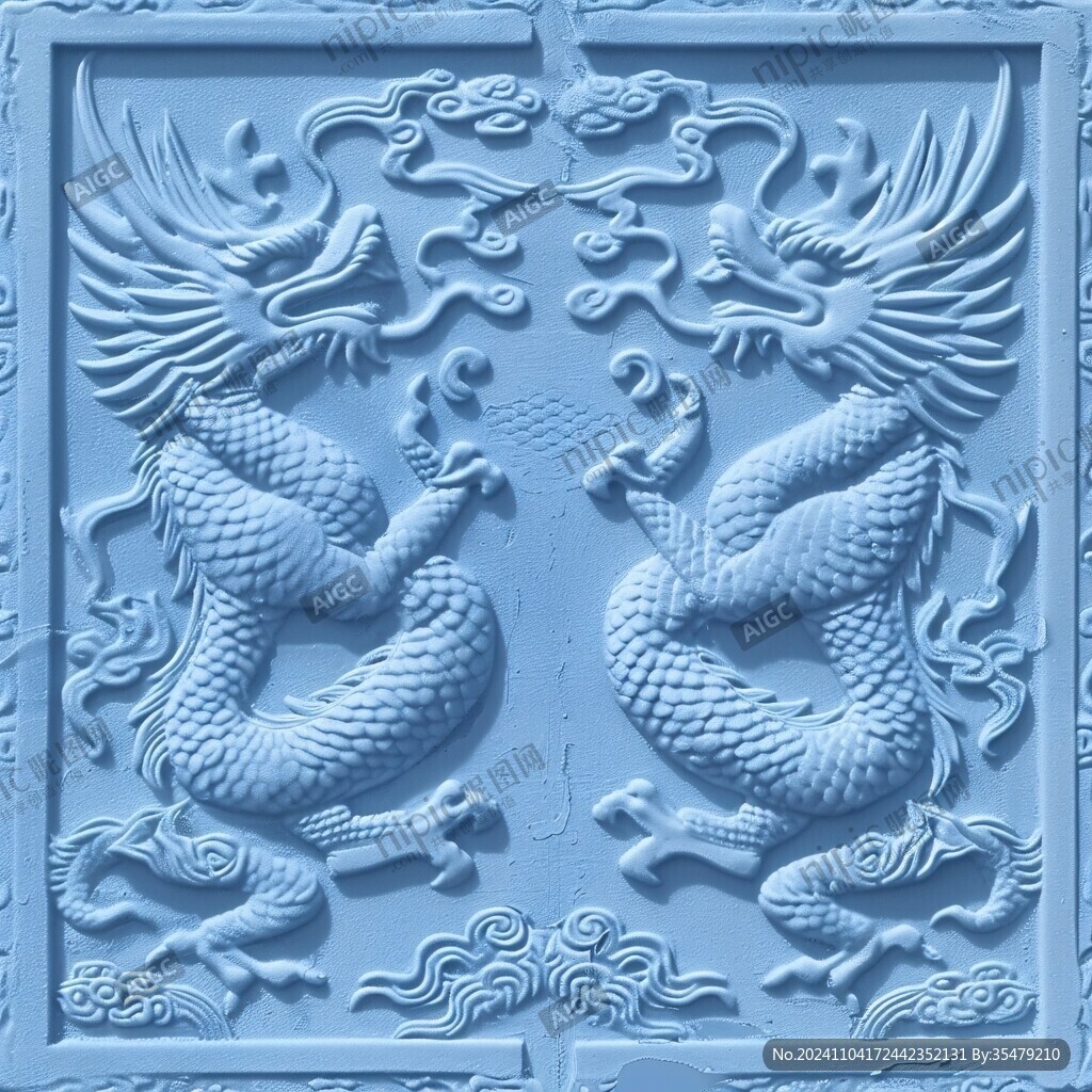 雙魚吐珠浮雕圖