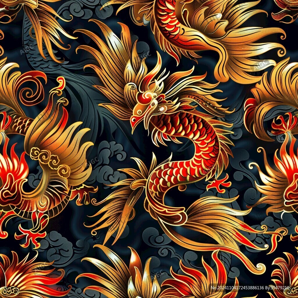 國潮龍鳳圖案