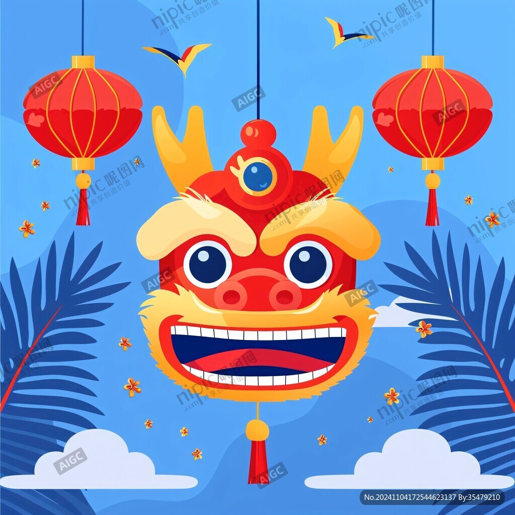舞獅扁平化設計
