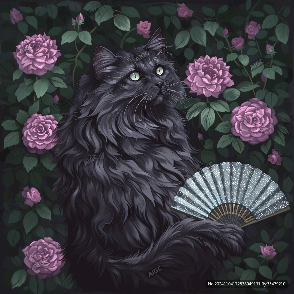 貓與鮮花
