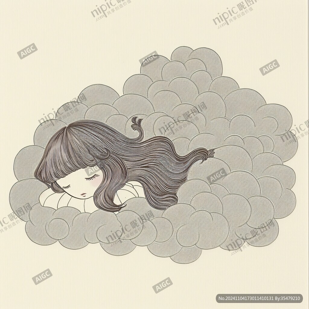 文藝夢境小女孩手繪