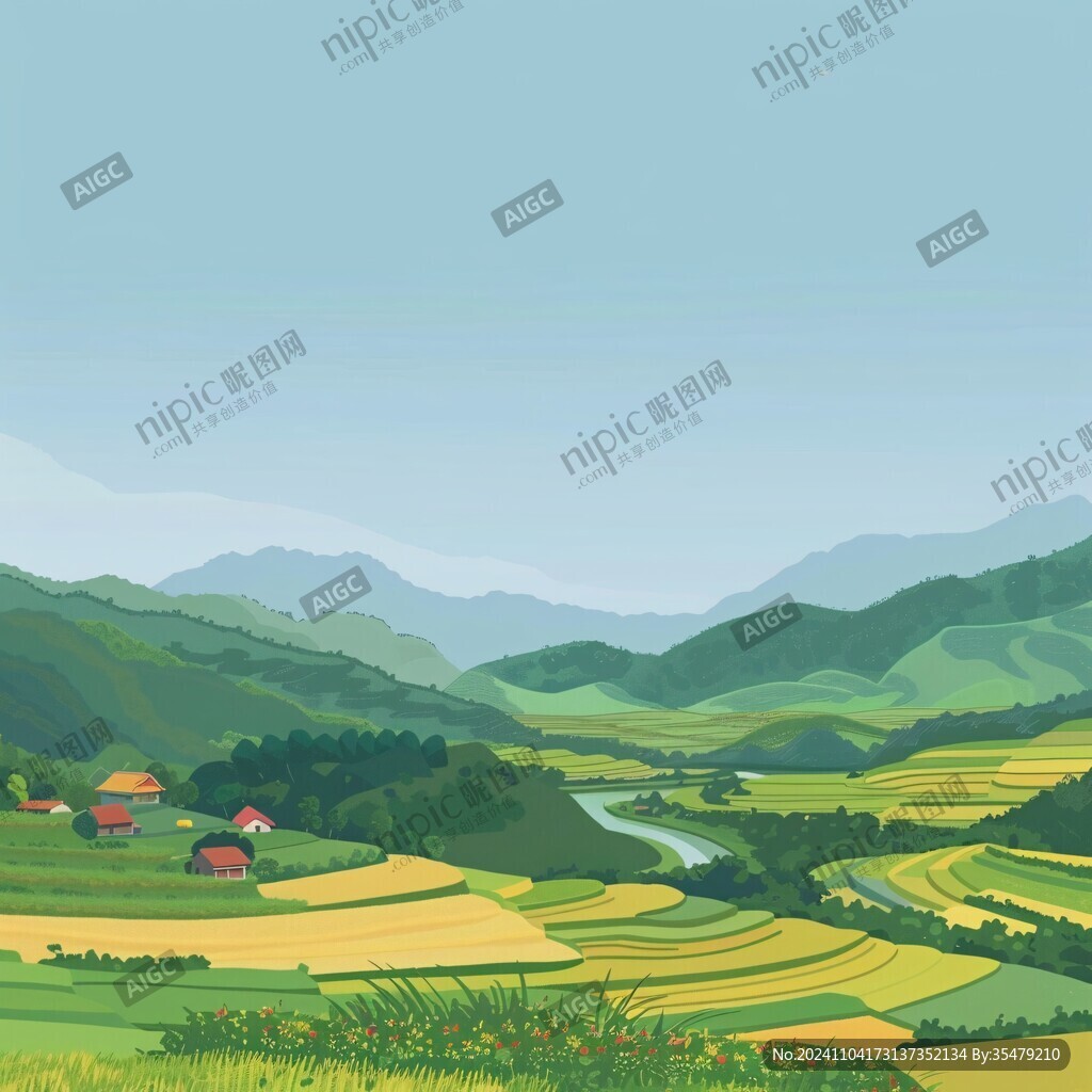 農(nóng)村田野插畫(huà)